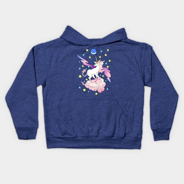 Space Unicorn Kids Hoodie by DarlaHallmark